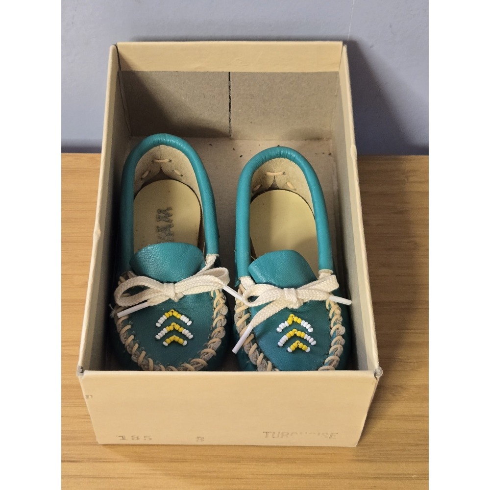 Vintage J.L. Coombs Wigwam Size 3 Toddler Moccasins With Original Box. NEW - Picture 10 of 11